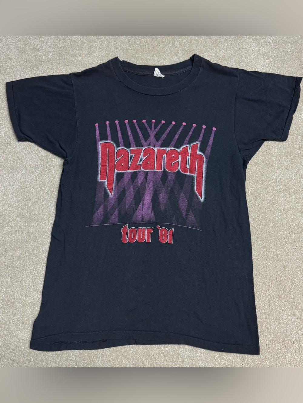 Vintage 80s Nazareth Band Tour Shirt Adult XS / Small Single Stitch Black Rock